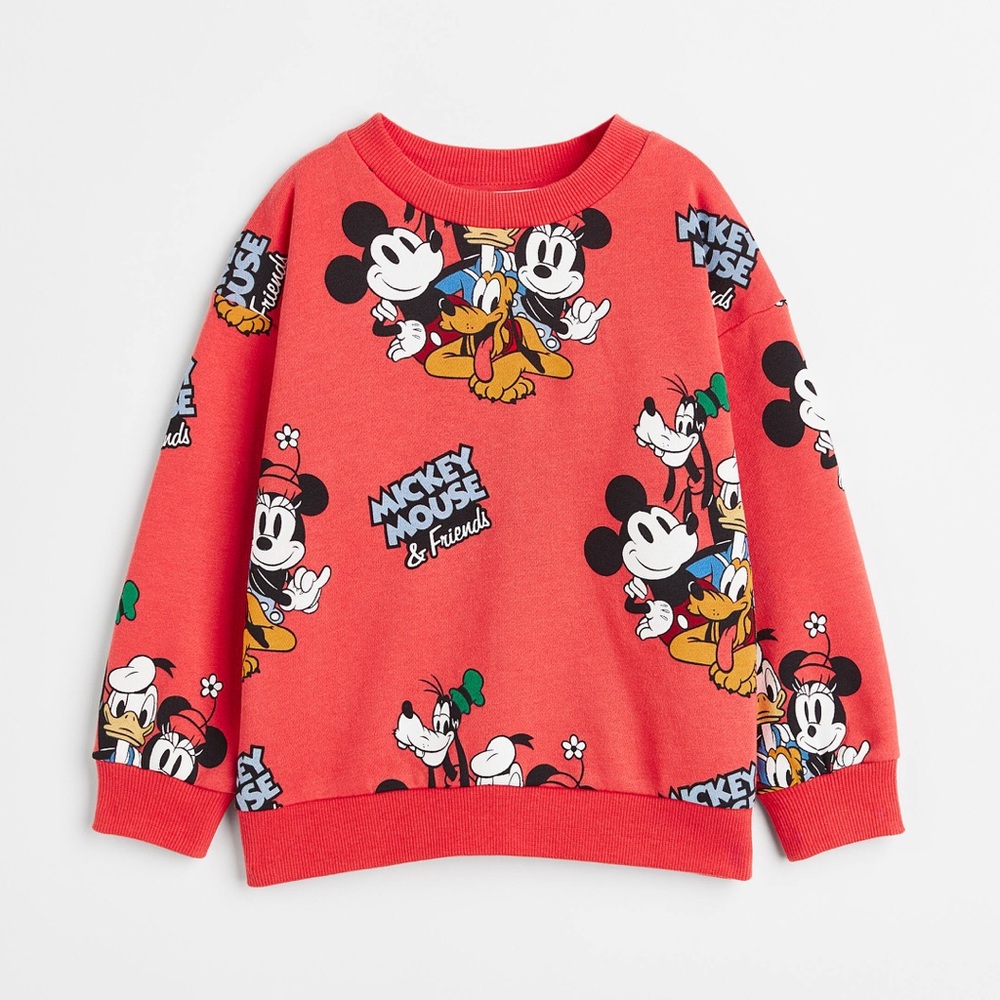 H&M x Disney Mickey Mouse & Friends Red Sweatshirt Kids 5T/6 Crewneck Sweater